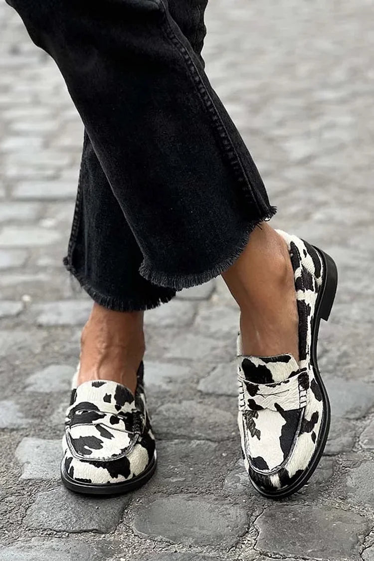 Cow-patern Loafers