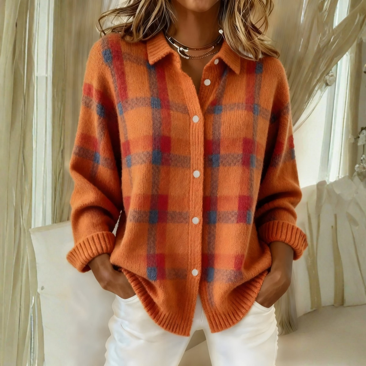Olivia | Plaid Knit Cardigan