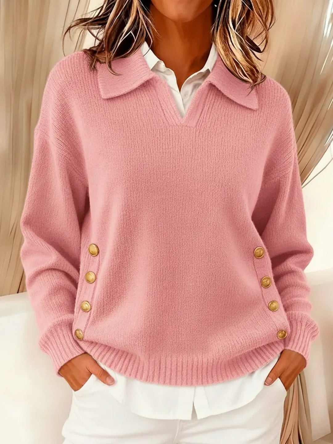 Vynette | V Neck Jumper with Collar