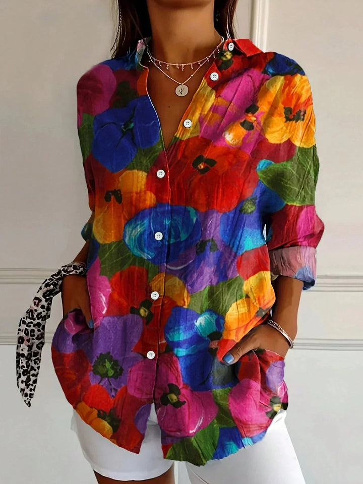 Elegant Long Sleeve With Colourful Pattern Shirt