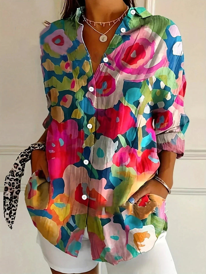 Elegant Long Sleeve With Colourful Pattern Shirt