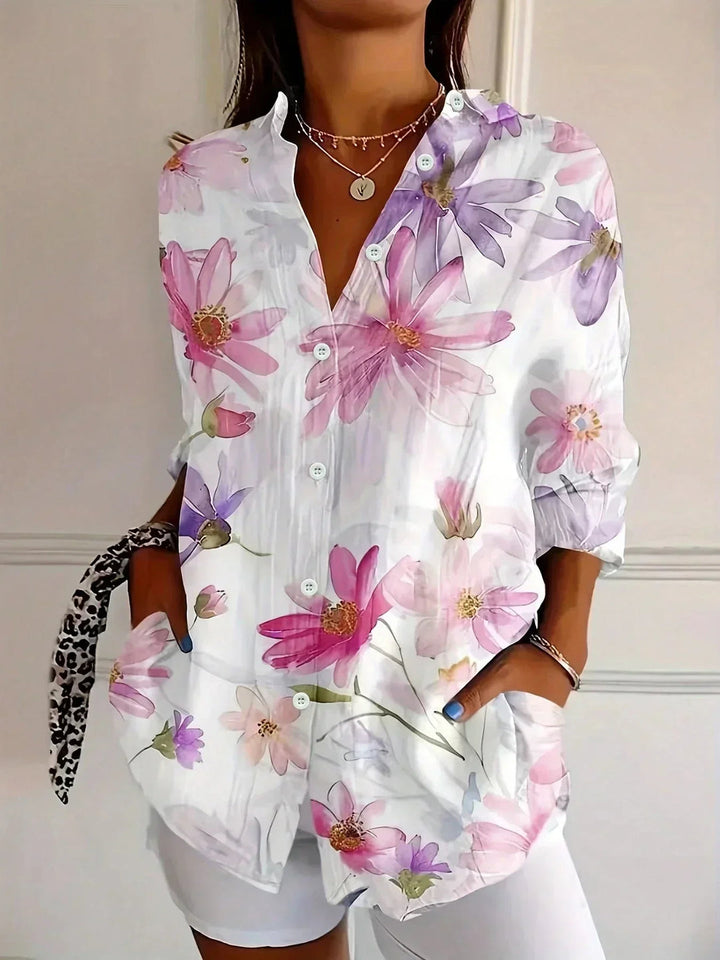 Elegant Long Sleeve With Colourful Pattern Shirt