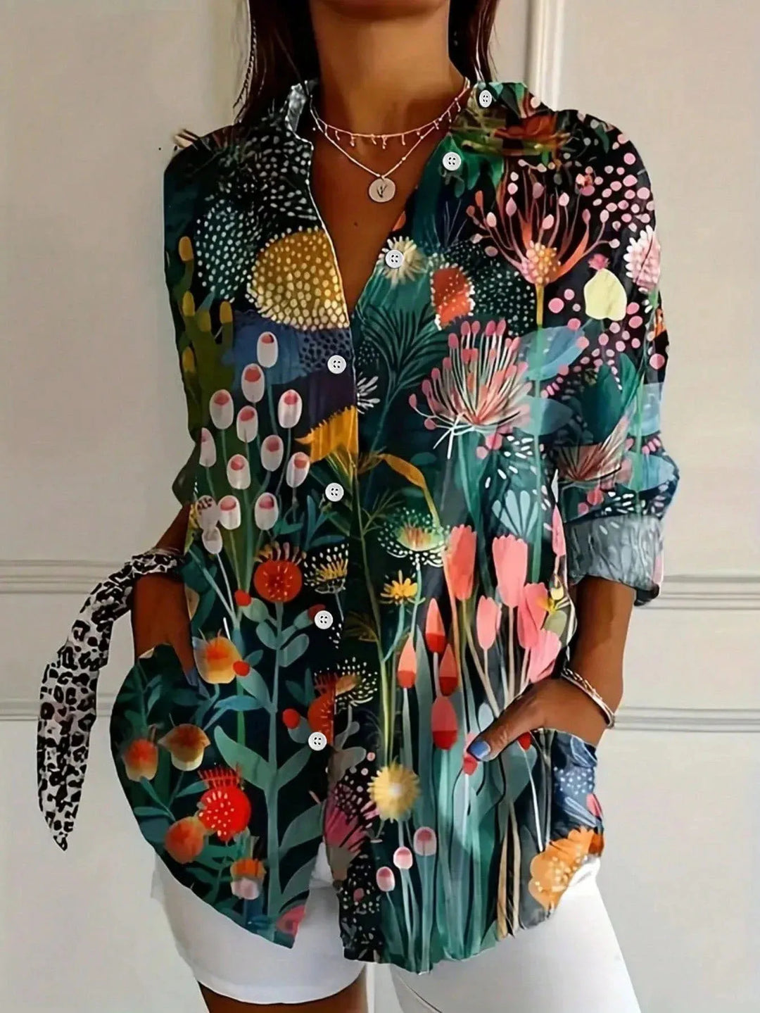 Elegant Long Sleeve With Colourful Pattern Shirt
