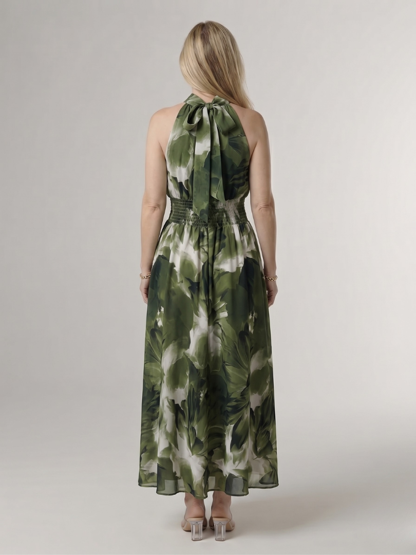 Sylin | Gathered Halter Midi Dress