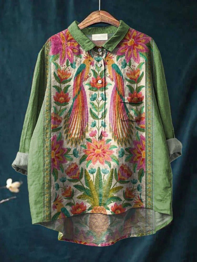 Vibrant Floral Embroidered Shirt