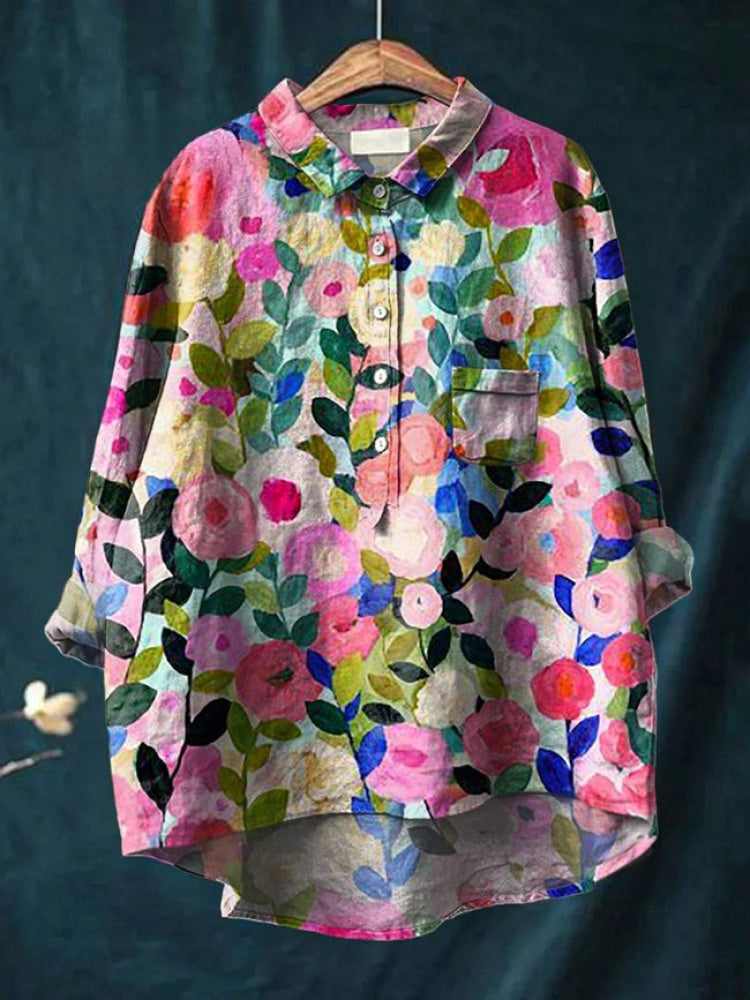 Vibrant Floral Embroidered Shirt