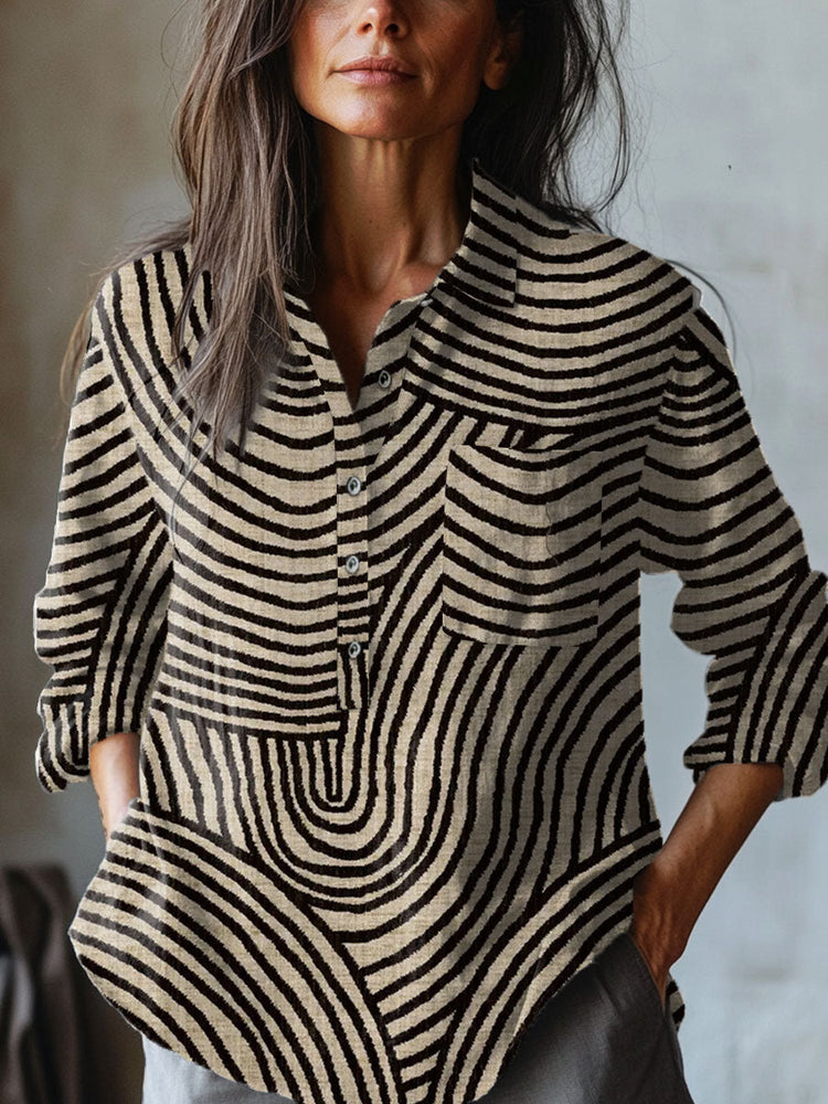 Abstract Striped Print Shirt
