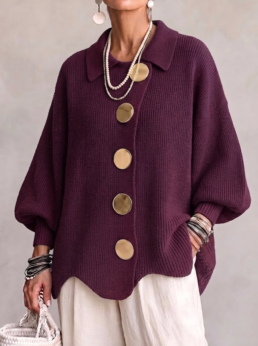 Iolanthe | Collared Cardigan With Metal Buttons
